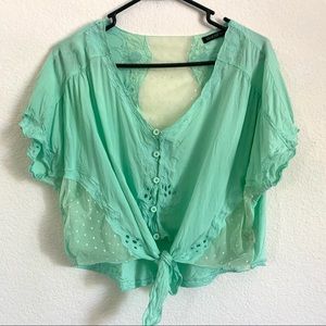 LF Kiwi Tucker Mint green tie front top